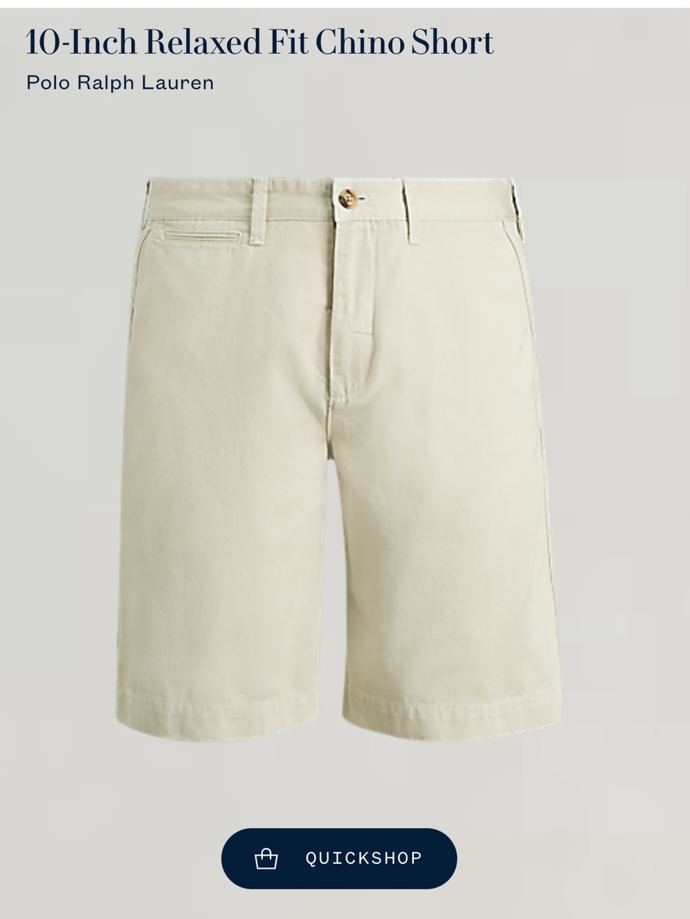 Ralph Lauren Beige Flat-Front Cotton Shorts